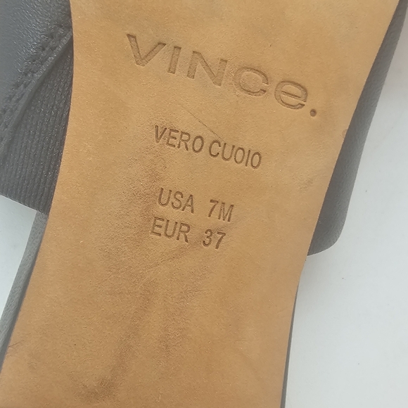 Vince Palmer Slide High Heel Sandal Women's 7M Black Leather Preowned - Picture 10 of 12